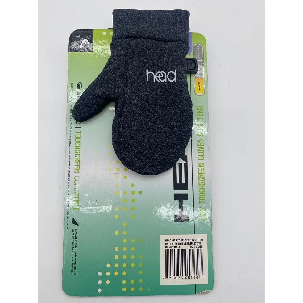 Head Kids Touchscreen‎ Mittens Dark Heather Silver Reflective XS 711200